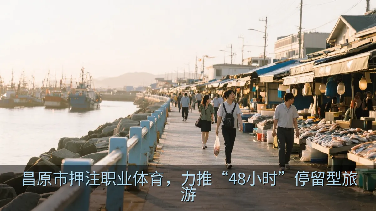 海港市场旁的城市旅游步道和游客